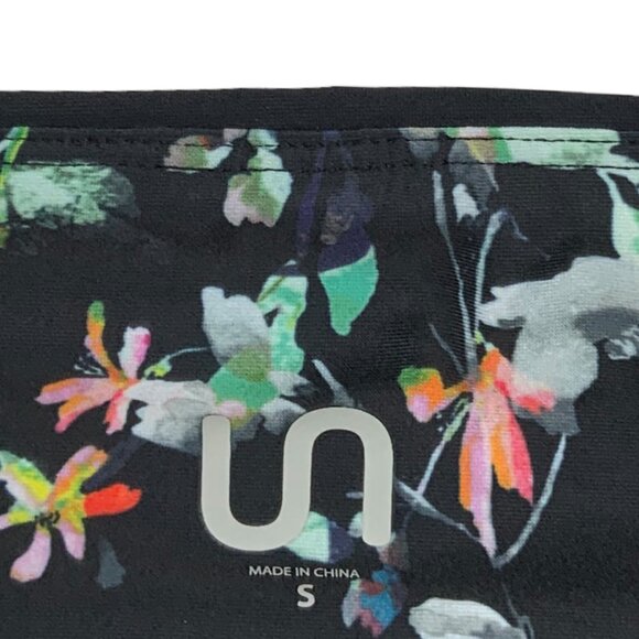 Urban Savage Floral Print Bike Shorts S Black Striped Logo Athleisure Athletic - Picture 3 of 12